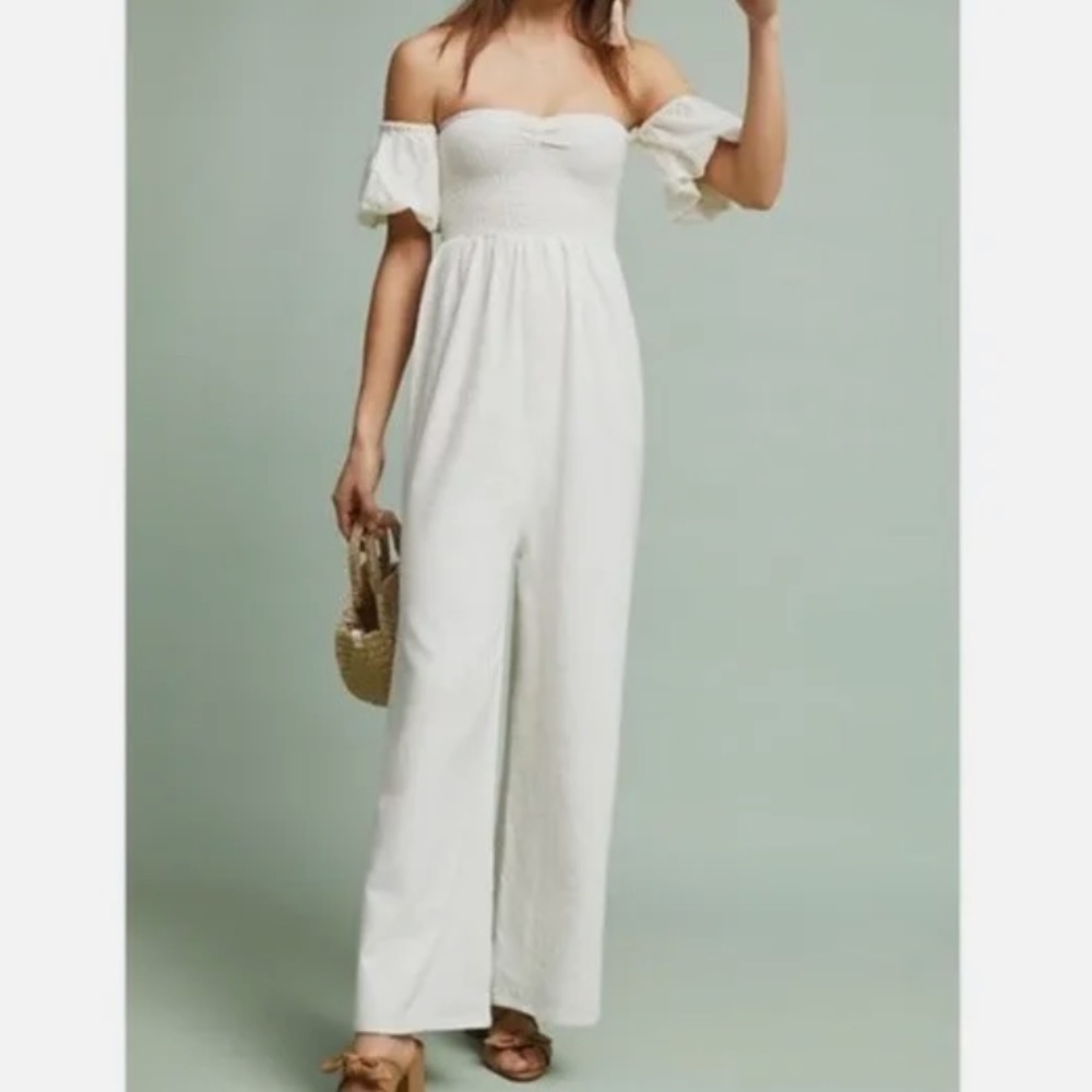 Anthropology | Steele off the shoulder jumpsuit | Size L